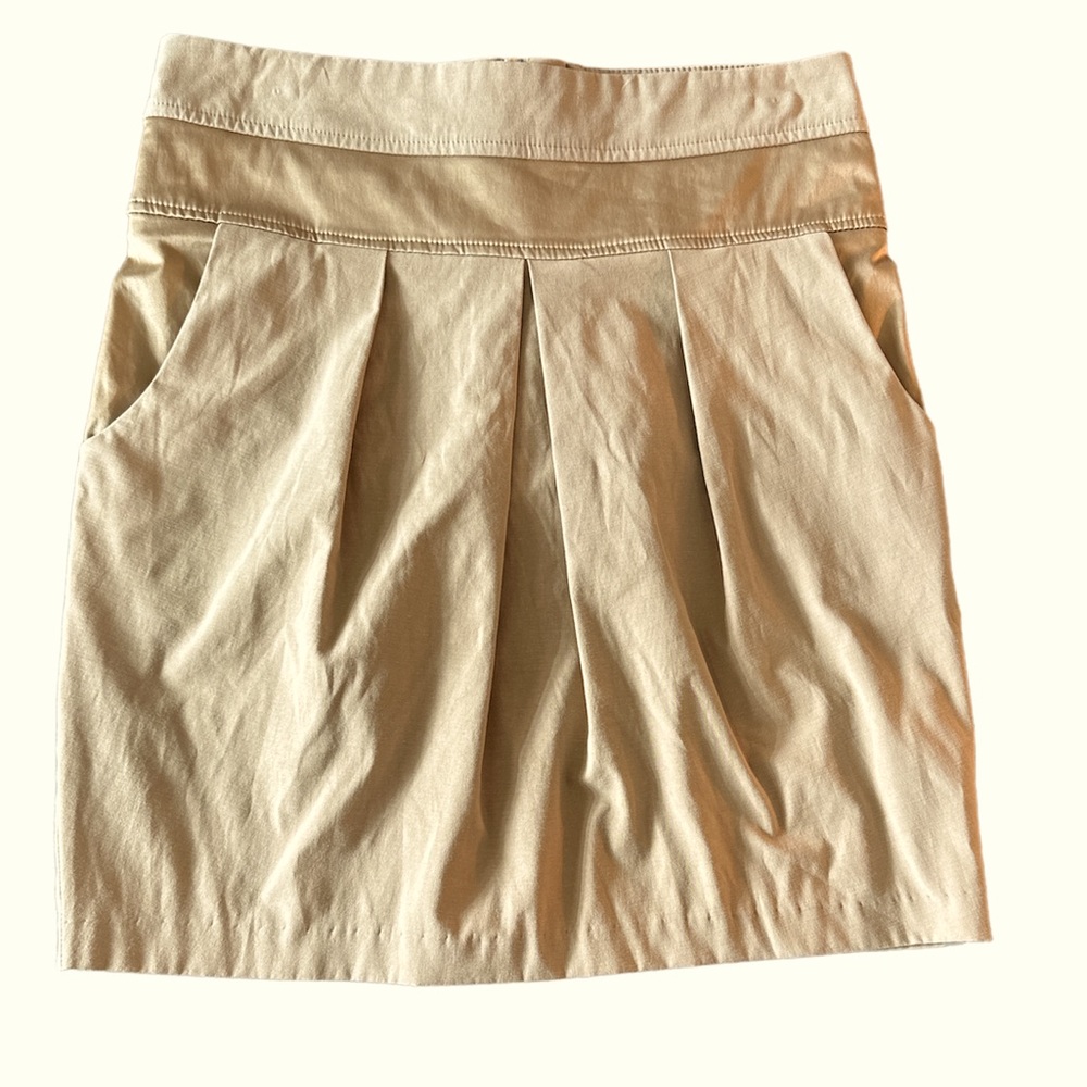 Khaki Pleated Skirt